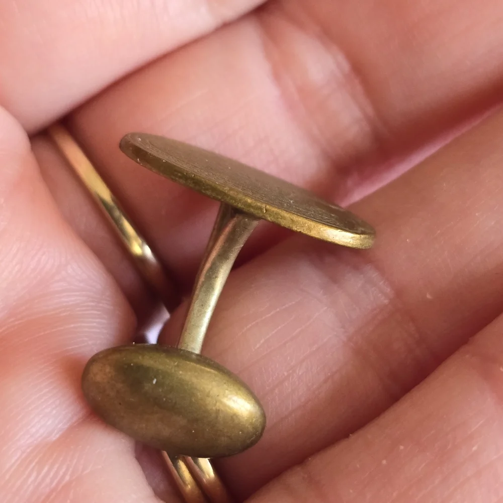 Vintage cuff links gold tone oval shield engraved edwardian art deco style